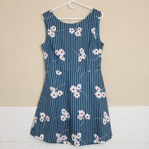 Modcloth Sleeveless Open Tie Back Blue Dress Sz 10